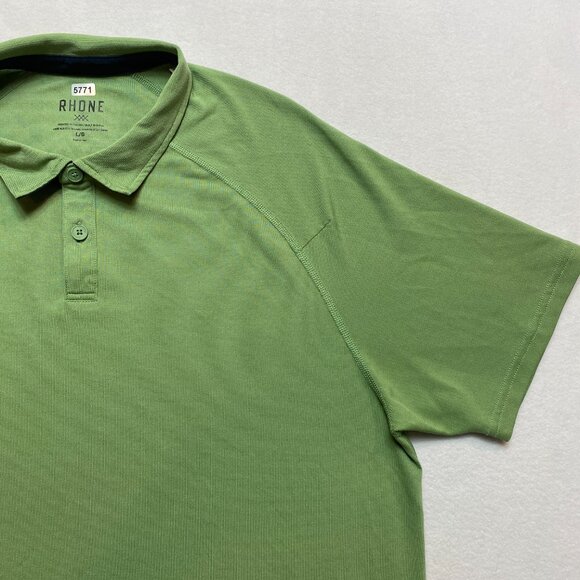 Rhone Polo Shirt Mens L Green Tech Stretch Reg Fit Collared Golf - Picture 3 of 12
